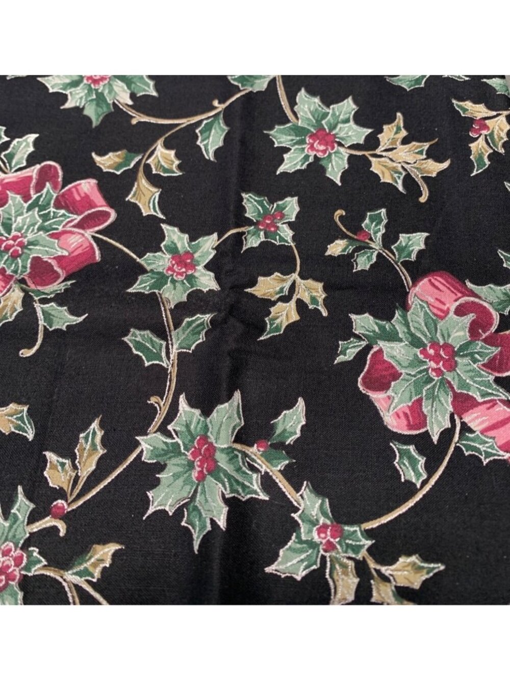 Vintage Concord Fabrics Holly & Berries Christmas Fat Quarter 18x22" Cotton Blac